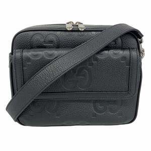 Gucci Jumbo GG 764088 Leather Body Bag, Black, Men's